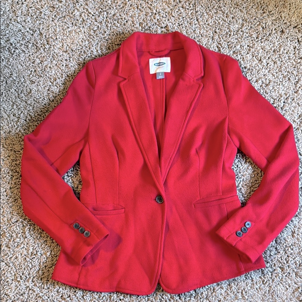 Old Navy Red Blazer Classic Lapel Professional